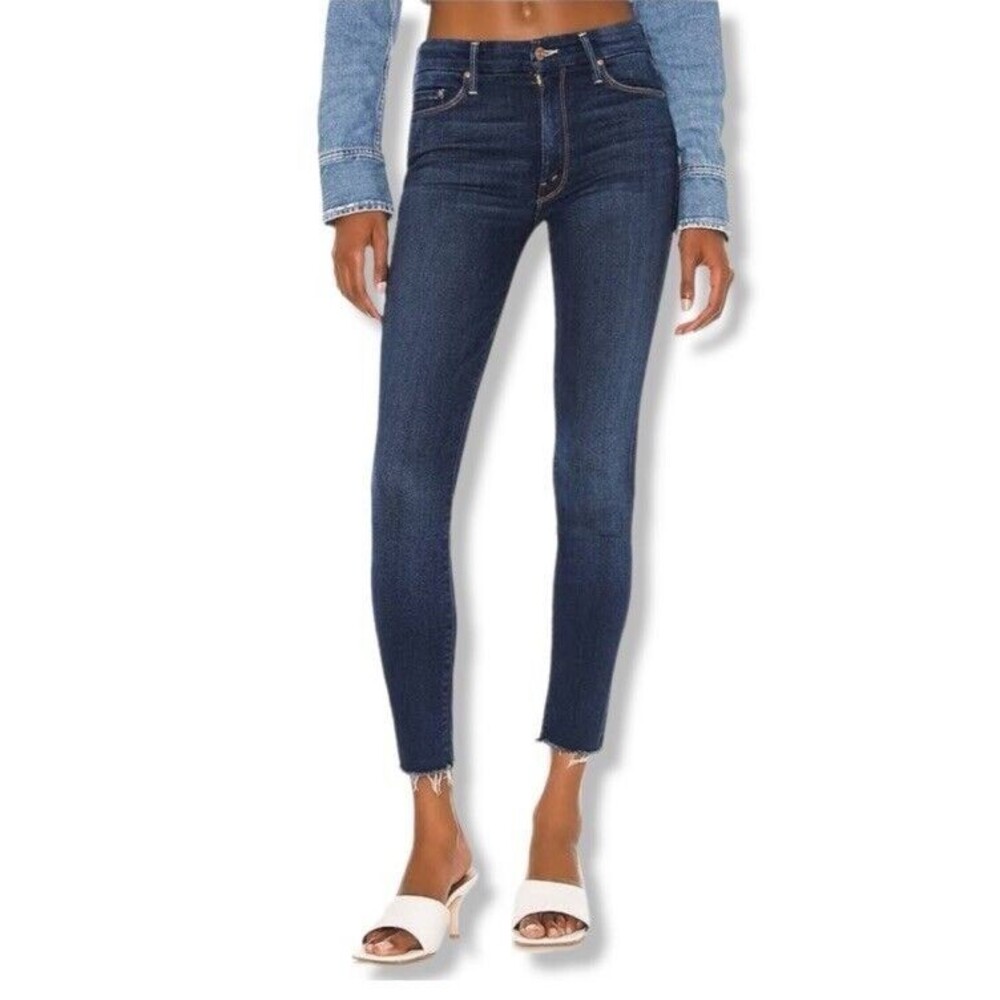 MOTHER Looker Ankle Fray Skinny Jeans in No Play Medium Wash Size 26 EUC!!